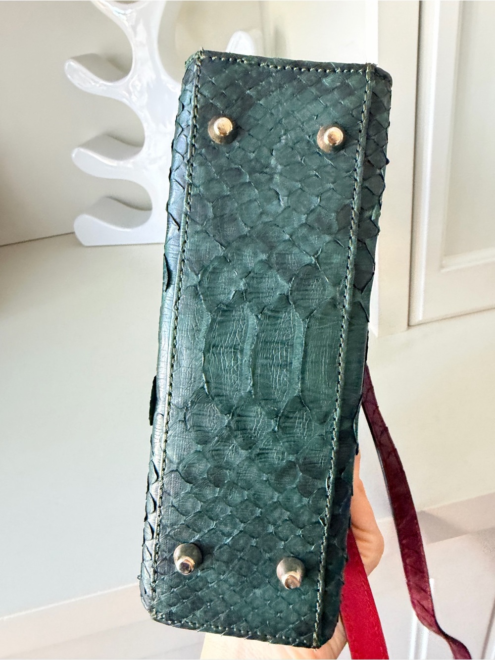 IMPERIO CLANDESTINO Luna Mini Green & Burgundy Python Leather Purse $900 Retail - Picture 12 of 16
